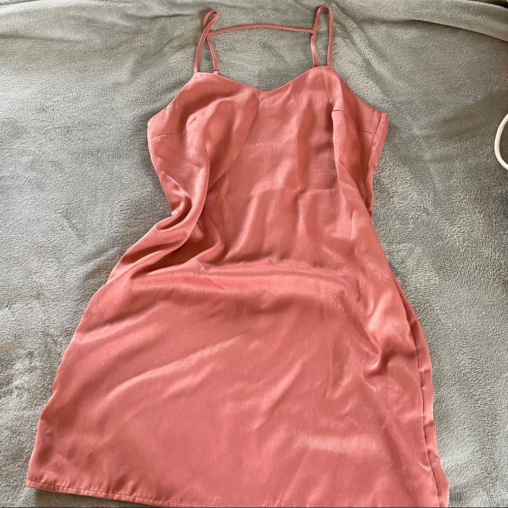 Pink silk slip dress
